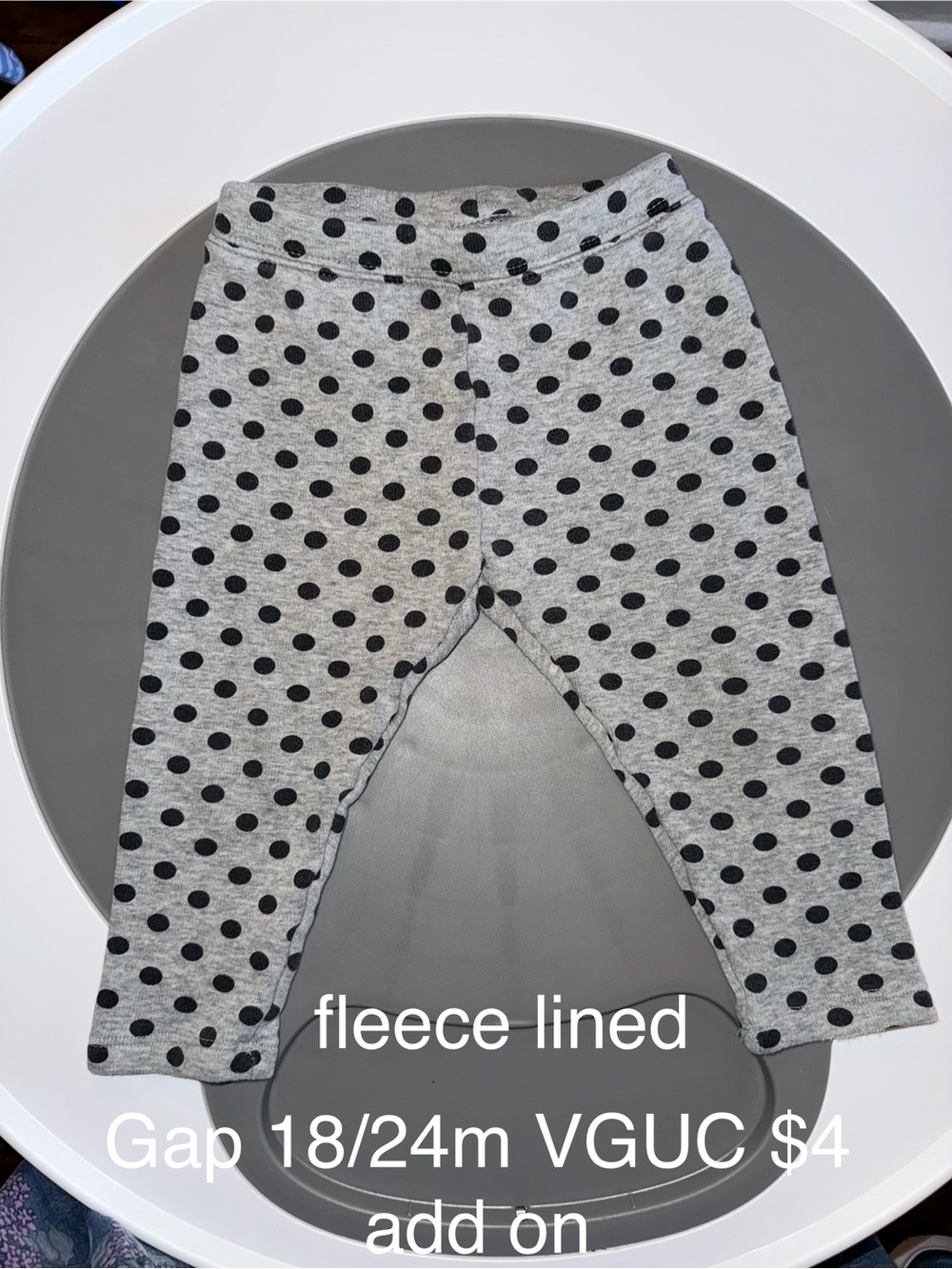 GAP Gray Polka Dot Fleece-Lined Leggings